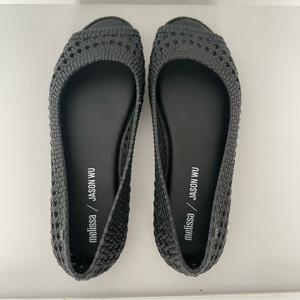 Melissa x Jason Wu Camilla Woven Open Toe Flat black Espadrille open toe 7 - Picture 3 of 10